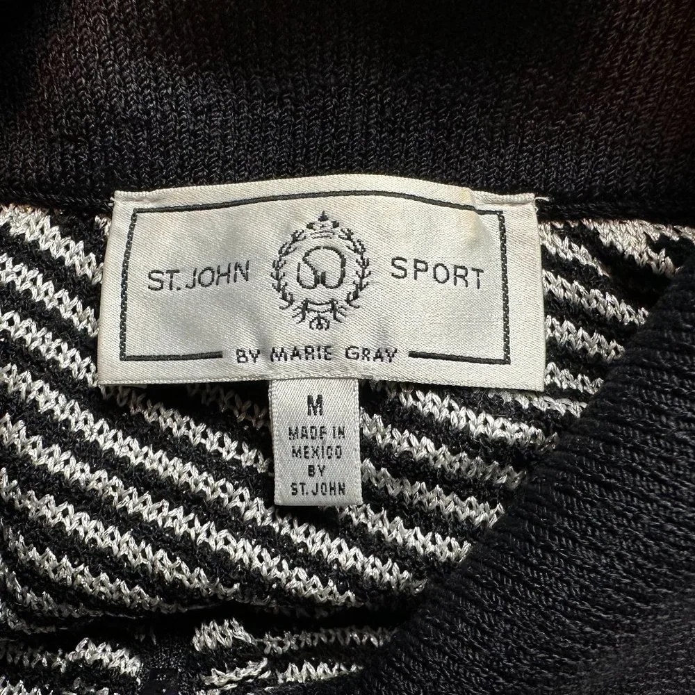 St John Sport Women's Studded Knit Sweater Wool Blend Striped Santana Size M - Picture 4 of 5